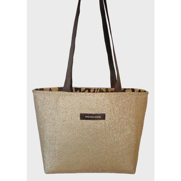 Donna Harney Handbags - Donna Harney Tan Woven Fabric Lined Lightweight Handbag Purse Tote EUC